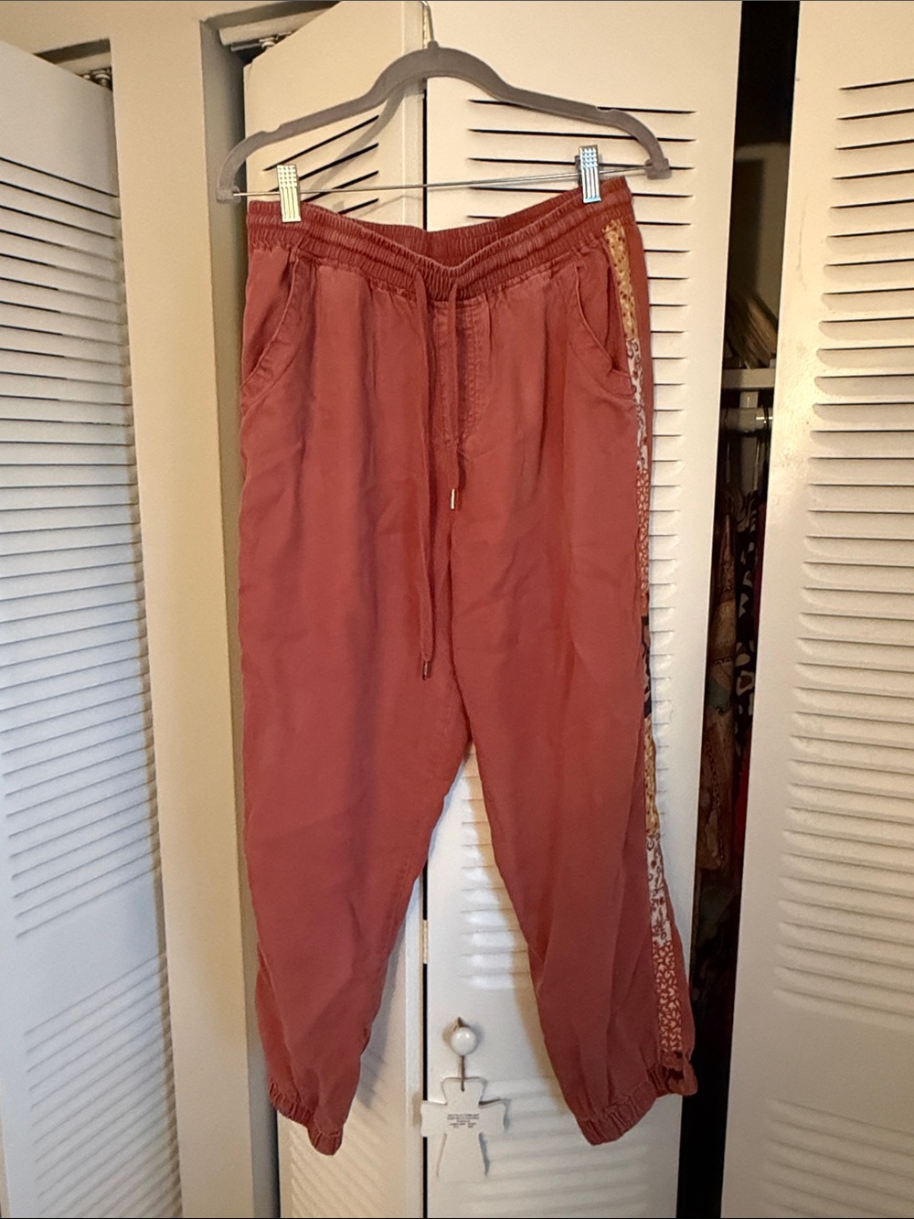 Rust Casual Drawstring Jogger Pants